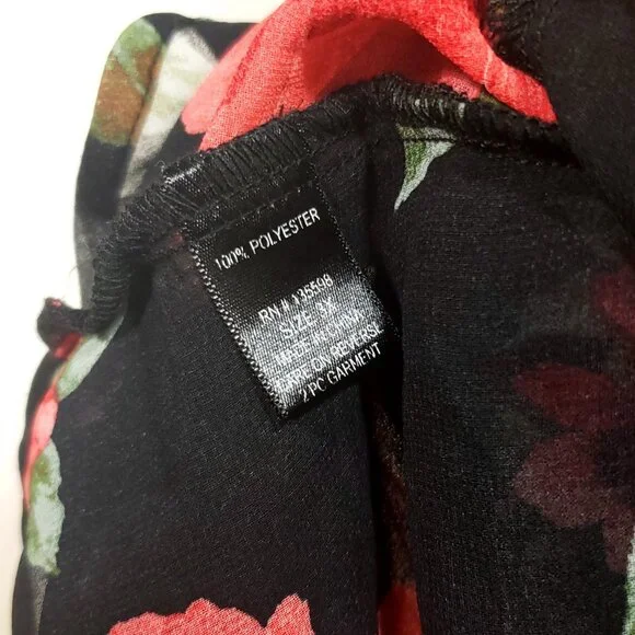 Dark floral Sheer kimono topper with tie waist Women’s 3X - Picture 8 of 8